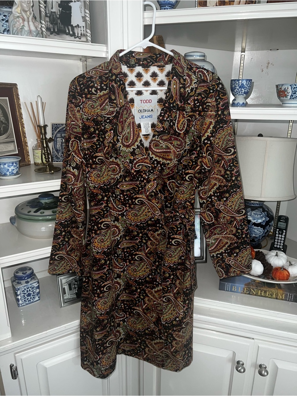 Vintage Todd Oldham Paisley Print Canvas wrap coat
